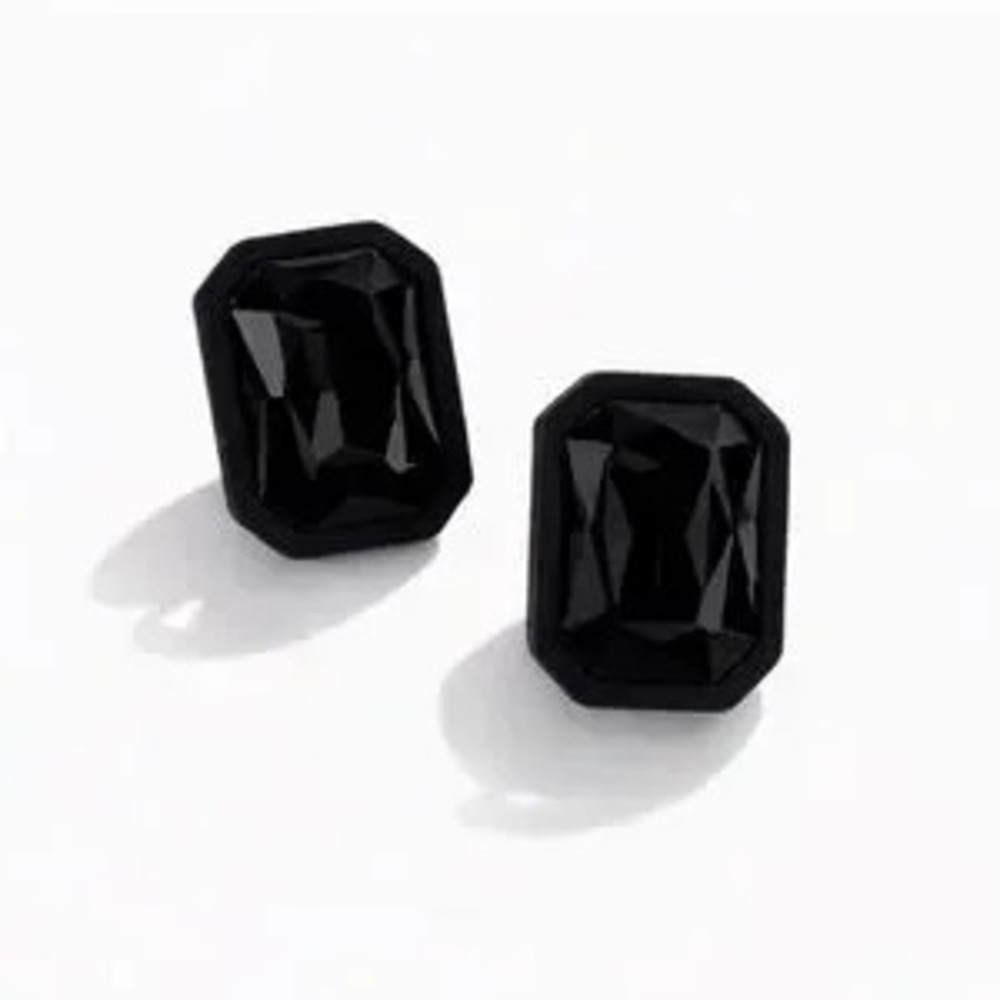 New! Midnight Black Gemstone Post Earrings Nwot Dainty Minimalist